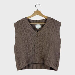V-Neck oversized short sweater rib-knit vest Women
